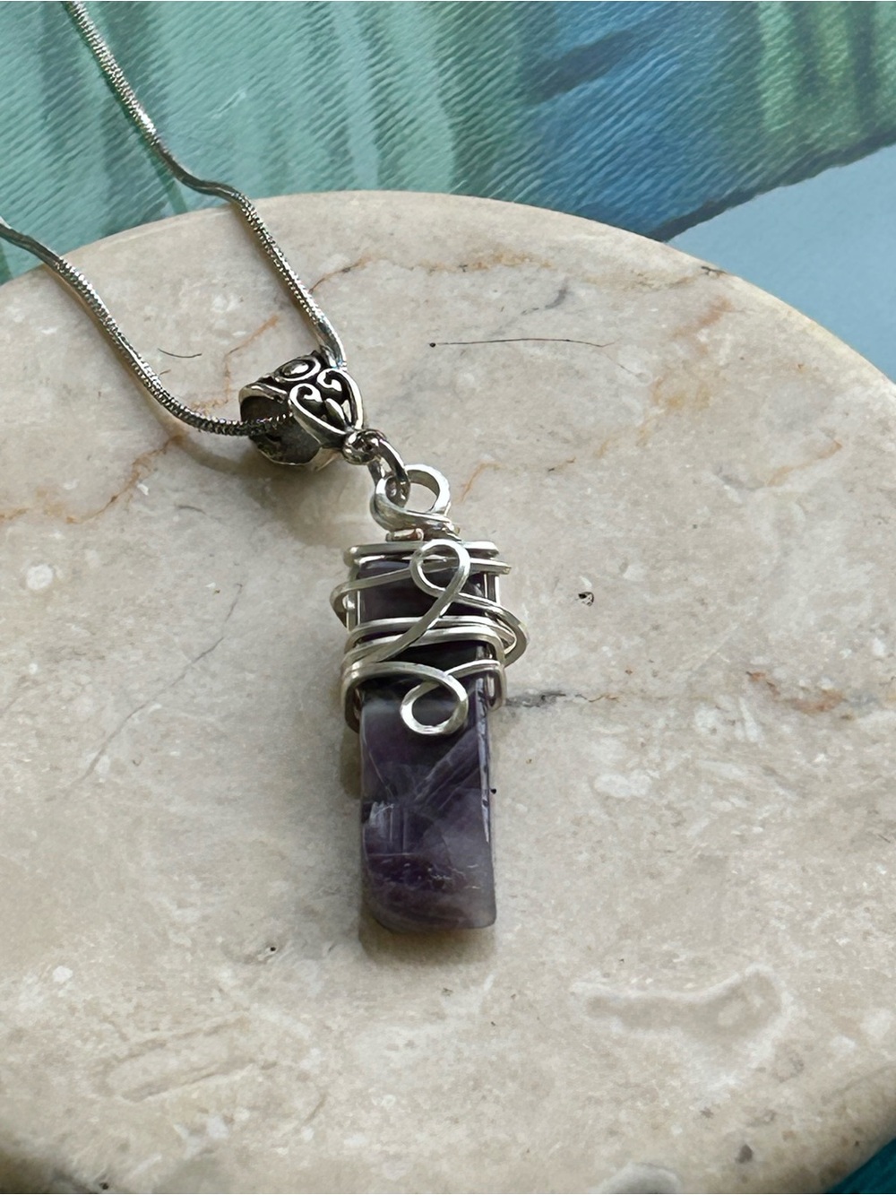 Handmade Silver-Wrapped Amethyst Pendant Necklace